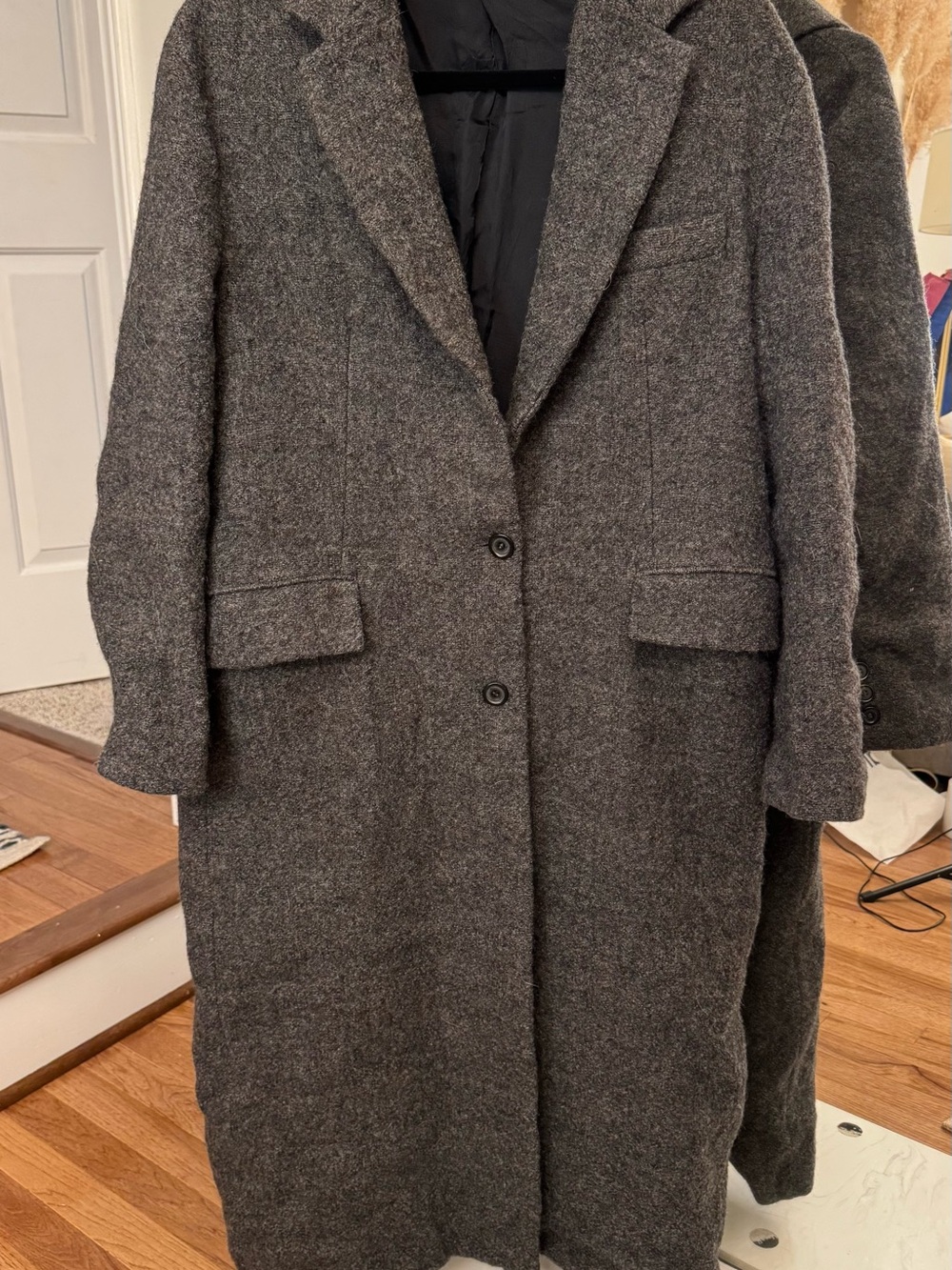 Zara Dark Gray Tailored Long Trench Coat